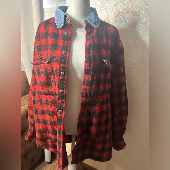 Vintage 1990s Y2K farmer look sweater jacket super retro men size large - Picture 9 of 13